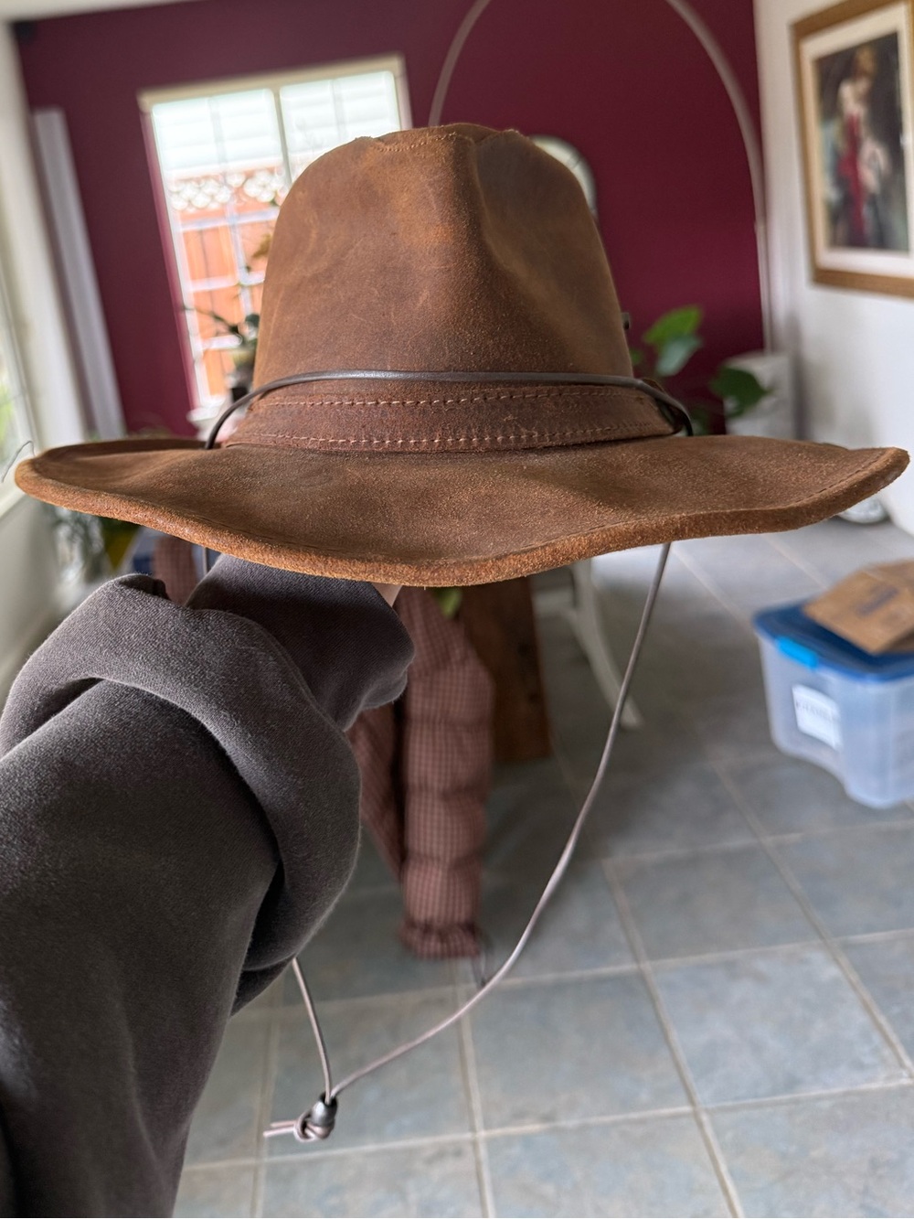 Vintage Minnetonka Genuine Leather Aussie Outback Hat Size Small Brown